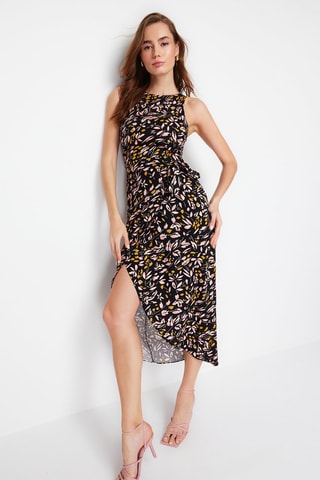 Robe portefeuille - Noir et orange