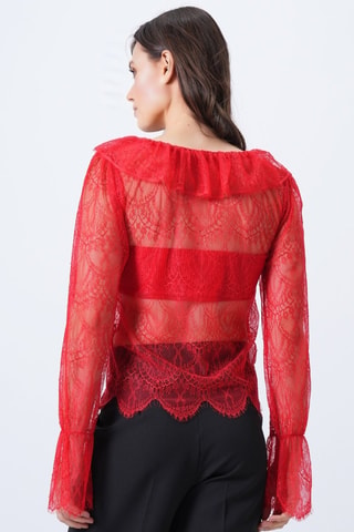 Top en dentelle - Rouge