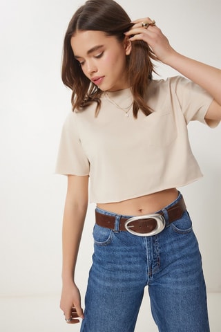 T-shirt cropped - Beige