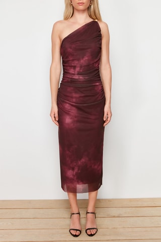 Robe asymétrique tie and dye - Bordeaux