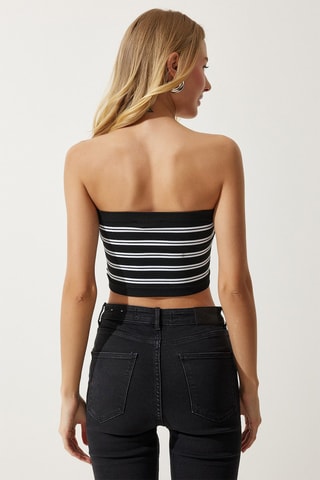 Crop top bustier - Blanc et noir