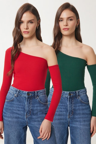 2 tops - Rouge et vert