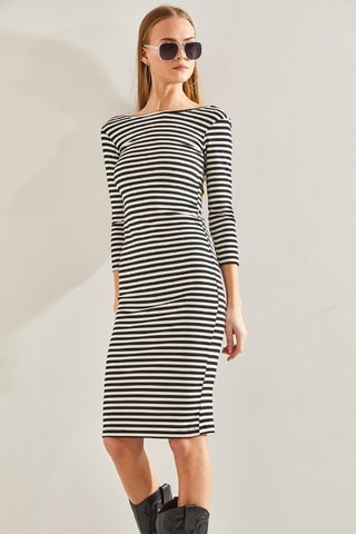 Robe midi regular - Noir et blanc