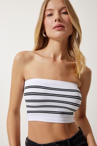 2 crops tops bustier - Blanc et bleu