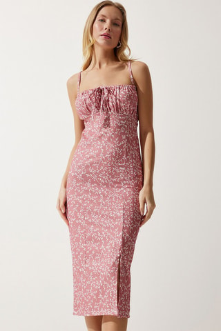 Robe midi - Rose et blanc