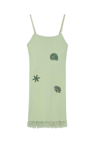 Robe fourreau - Beige et vert