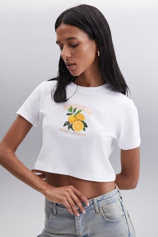 Crop top - Blanc, vert et orange