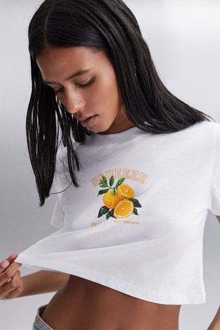 Crop top - Blanc, vert et orange