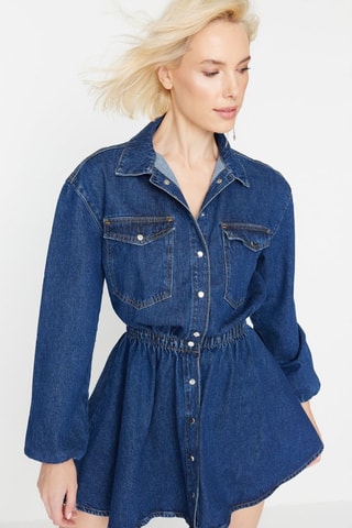 Robe chemise en jean - Bleu