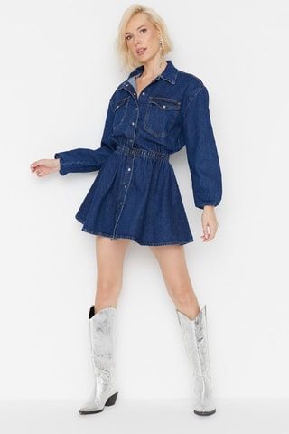 Robe chemise en jean - Bleu