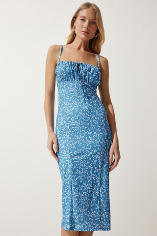 Robe midi - Bleu et blanc