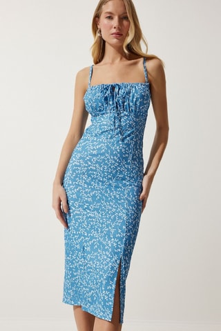 Robe midi - Bleu et blanc