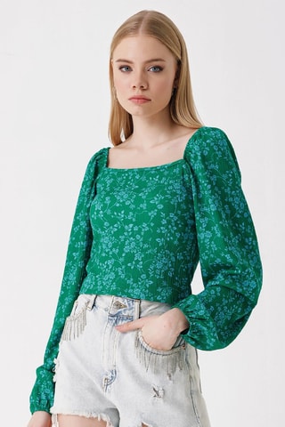 Blouse - Bleu et vert