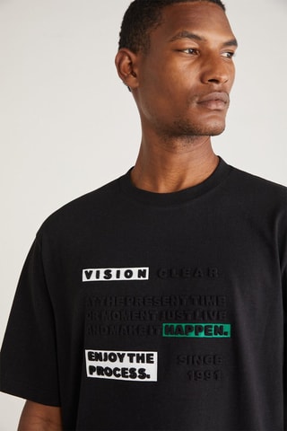 T-shirt regular - Blanc, noir et vert