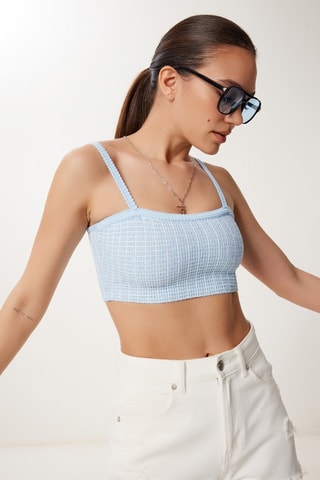 Crop top - Blanc et bleu