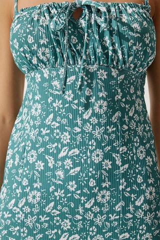 Robe midi - Blanc et vert