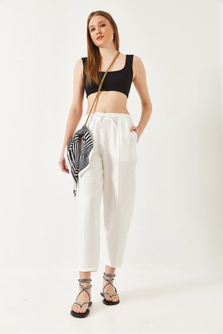 Pantalon baggy 7/8 - Blanc