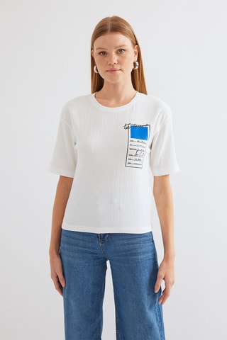 Top - Blanc, noir et bleu