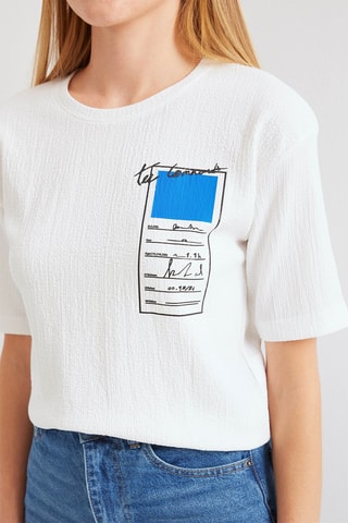 Top - Blanc, noir et bleu