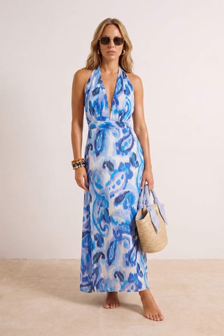 Robe de plage - Bleu et multicolore