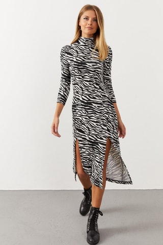 Robe midi - Blanc et noir
