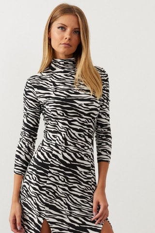 Robe midi - Blanc et noir