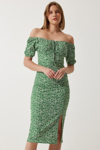 Robe fourreau - Blanc et vert