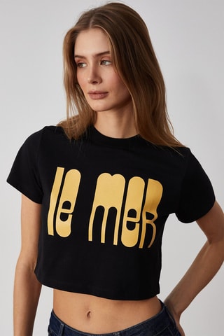 T-shirt cropped - Noir et jaune