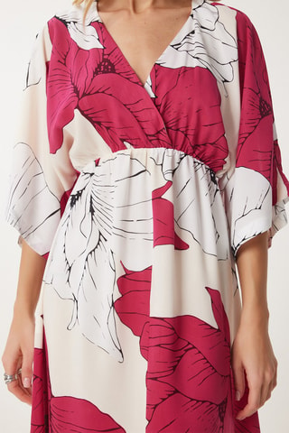 Robe midi - Blanc et rose