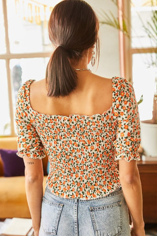 Crop top - Écru et orange
