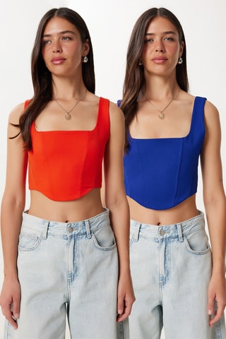 2 crop tops - Bleu et orange