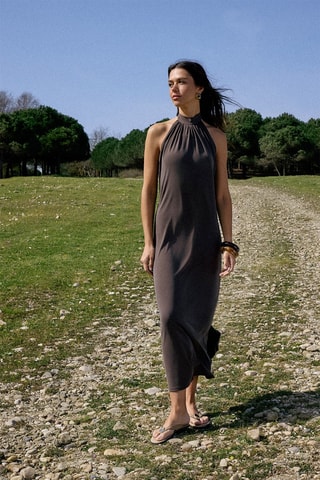 Robe midi - Marron