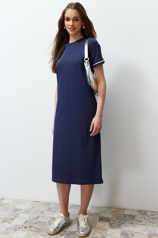 Robe t-shirt - Blanc et bleu