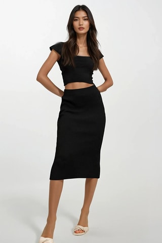 Crop top et jupe fourreau taille haute - Noir