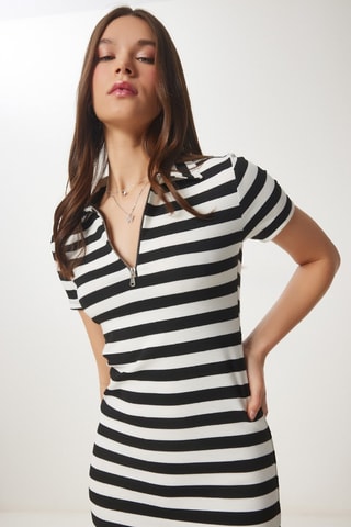Robe polo - Blanc et noir