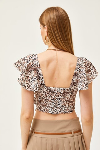 Crop top - Beige, blanc et marron