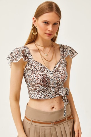 Crop top - Beige, blanc et marron