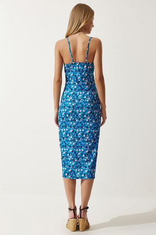 Robe midi - Bleu et noir