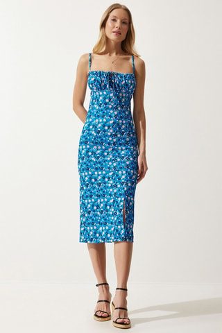 Robe midi - Bleu et noir