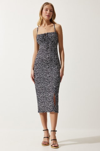 Robe midi - Blanc et noir