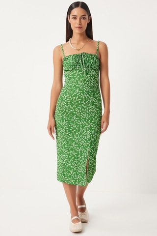 Robe midi - Blanc et vert