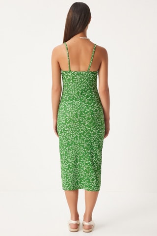 Robe midi - Blanc et vert
