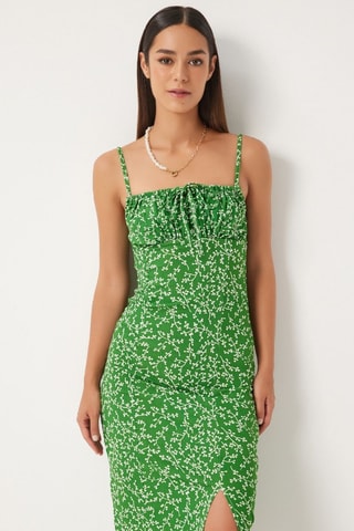 Robe midi - Blanc et vert