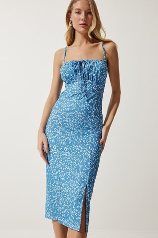 Robe droite - Blanc et bleu