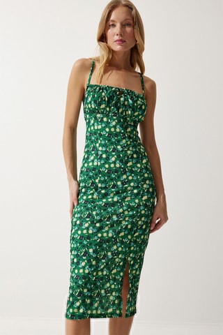 Robe droite - Jaune et vert