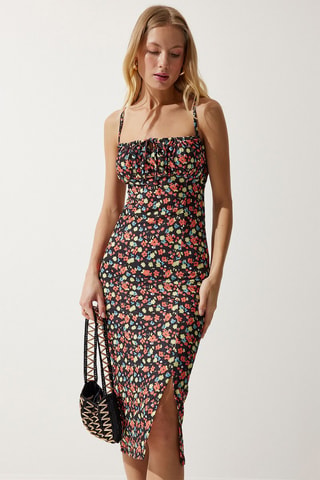 Robe fourreau - Noir et orange