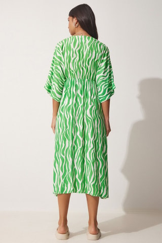 Robe midi - Blanc et vert