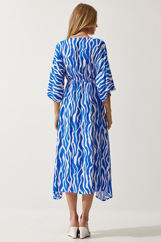 Robe midi - Blanc et bleu
