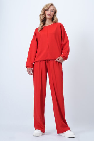 Sweat et pantalon taille haute - Rouge