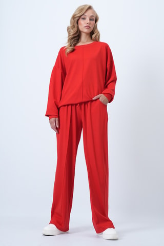 Sweat et pantalon taille haute - Rouge